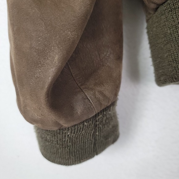 STRUCTURE VINTAGE BROWN GENUINE LEATHER BOMBER JACKET MENS LARGE FULL ZIP Y2K - Picture 14 of 16